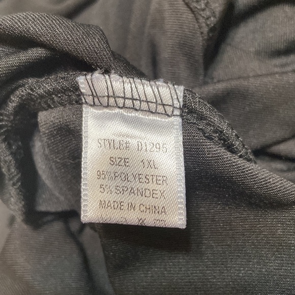 Silky Knit Dress w/pull string in front Black tight fit short sleeves v neck - Picture 7 of 9